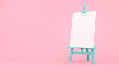 3d rendering of easel on pink background