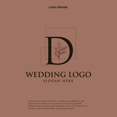 D Beauty vector initial logo, handwriting logo of initial signature, wedding, fashion, jewerly, boutique, floral and botanical with creative template for any company or business.