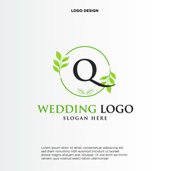 Q Beauty vector initial logo, handwriting logo of initial signature, wedding, fashion, jewerly, boutique, floral and botanical with creative template for any company or business.