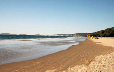 World famous Rainbow Beach, North Queensland, beautiful blue skys and pristine sands.  Beach driving allowed.