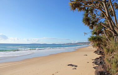 World famous Rainbow Beach, North Queensland, beautiful blue skys and pristine sands.  Beach driving allowed.