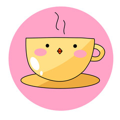 Chick with cup of tea