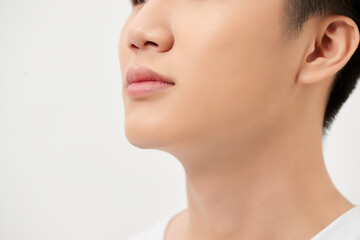 Obraz na płótnie Canvas Close Up Of Man's Face Lips