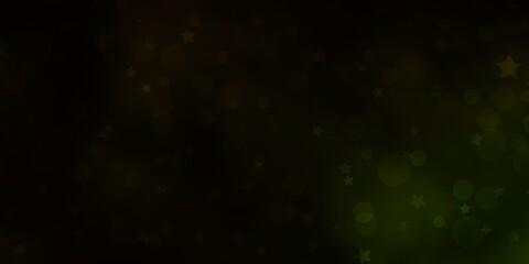 Dark Green, Yellow vector template with circles, stars. Abstract illustration with colorful shapes of circles, stars. Design for wallpaper, fabric makers.