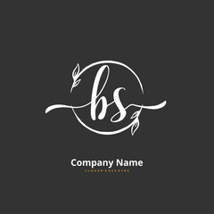 B S BS Initial handwriting and signature logo design with circle. Beautiful design handwritten logo for fashion, team, wedding, luxury logo.