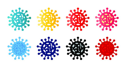 Coronavirus. Multiple color icons set. COVID-2019. Outbreak coronavirus. Pandemic, medical, healthcare, Corona virus 2019-nCoV. Vector illustration.