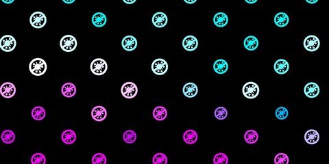Dark Pink, Blue vector pattern with coronavirus elements.