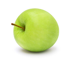 Closeup green granny smith apple  isolated on white background with clipping path.