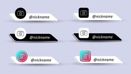 Set of username isolated on white and black background. Social media logo. Vector illustration in flat style.