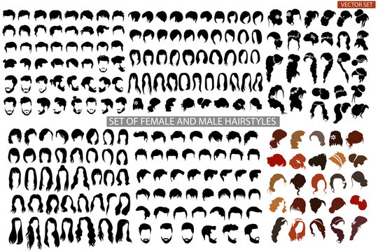 Types of female hairstyles cartoon,black icons... - Stock Illustration  [48484127] - PIXTA