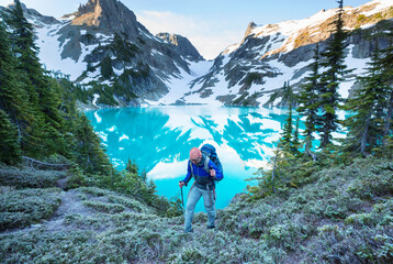 Naklejka premium Hike in mountains