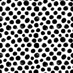 Polka dot grunge seamless vector pattern. Brush strokes circles and rounded shapes. Hand drawn abstract ink background. Smear, circles, dots, splotches, blobs. Abstract wallpaper
design, textile print