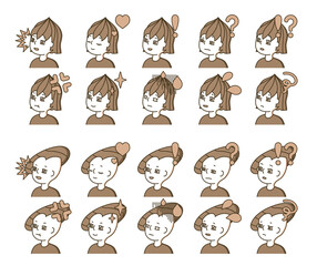 二人の人物の横顔イラスト 表情バリエーション 32 Wall Mural Yotto 二人の人物の横顔イラスト 表情バリエーション 32 Wall Mural Yotto