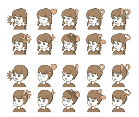 二人の人物の横顔イラスト 表情バリエーション 32 Wall Mural Yotto