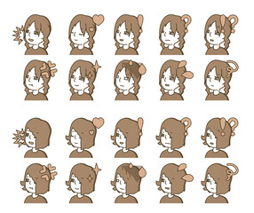 二人の人物の横顔イラスト 表情バリエーション 32 Wall Mural Yotto