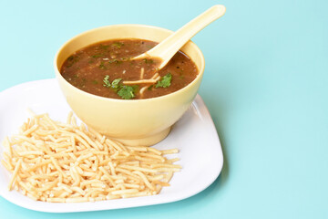Vegetable manchow soup,veg manchow soup,chinese indian style vegetarian manchow soup