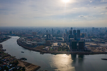 Landscape Phnompenh on sunset - Phnom penh capital - Cambodia