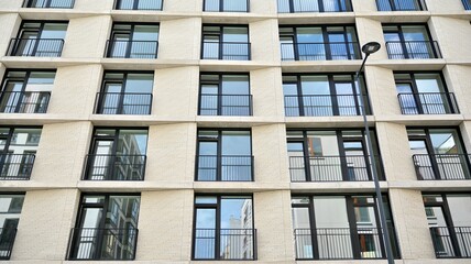 Fototapeta premium Modern European residential apartment buildings quarter. Abstract architecture, fragment of modern urban geometry.