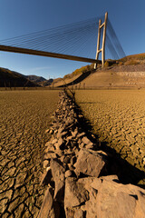 Dry reservoir due to the drought in Spain