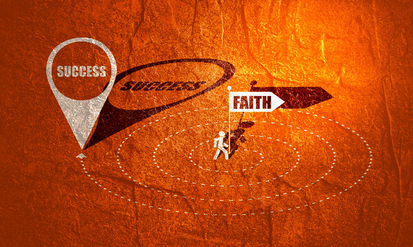 Christianity concept illustration. Pathway with faith to success