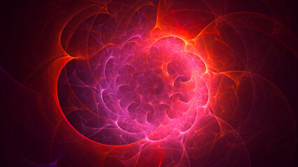 3D rendering abstract red fractal light background