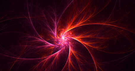 3D rendering abstract red fractal light background