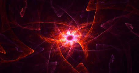 3D rendering abstract red fractal light background