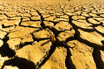 Dry reservoir due to the drought in Spain