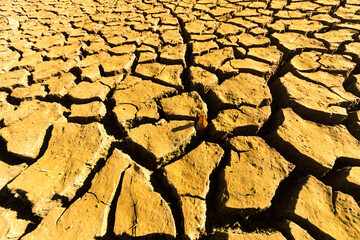 Dry reservoir due to the drought in Spain