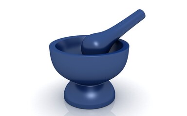 3D mortar on white background