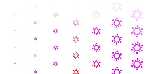 Light Pink, Red vector background with covid-19 symbols.
