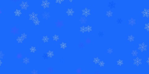 Light pink, blue vector natural artwork with flowers.