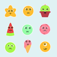 funny stickers collection flat design (2)