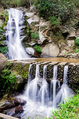 Double waterfall in the forest at Batu Indonesia