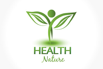 Logo health nature leaf people figure icon vector image