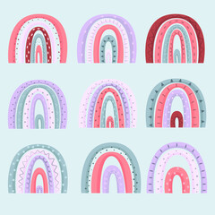 cute rainbows collection isolated element set 