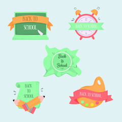 back to school hand drawn badges collection