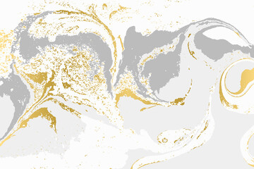 Minimalistic gold and gray marble pattern. Agate background.
