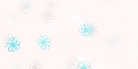 Light Pink, Green vector doodle background with flowers.