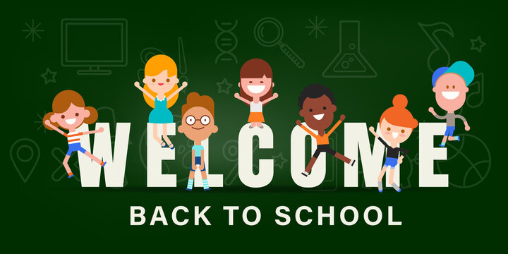 Kids back to school banner background illustration