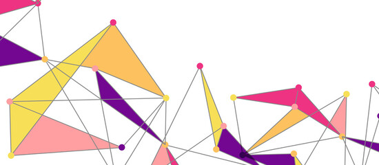 Line points connections, triangular technology design. Abstract geometric background