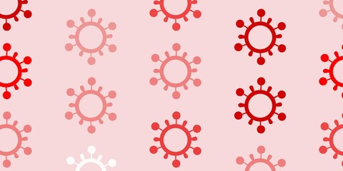 Light Red, Yellow vector pattern with coronavirus elements.