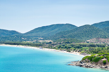 Fototapeta na wymiar Mediterranean Sea on Sardinia. Italy. Cala Sinzias and San Pietro Beaches.