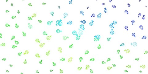 Light Blue, Green vector template with businesswoman signs.