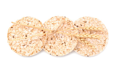 Rice crispbreads on white background