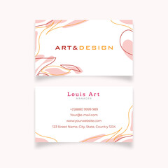 Minimalist organic pink abstract design business card template