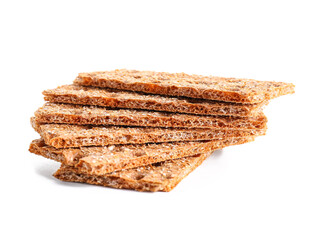 Rye crispbreads on white background
