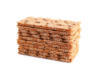 Rye crispbreads on white background