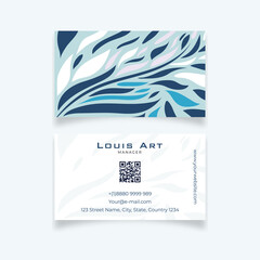 Beauty blue shades organic abstract design business card template