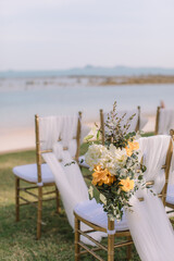 Wedding setup detail on the beach